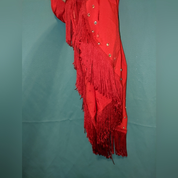 Red fringe dress with built in bottoms - Picture 5 of 6